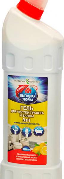 Выгодная уборка гель для чистки туалета и ванны 3в1 лимонная свежесть 750мл рк