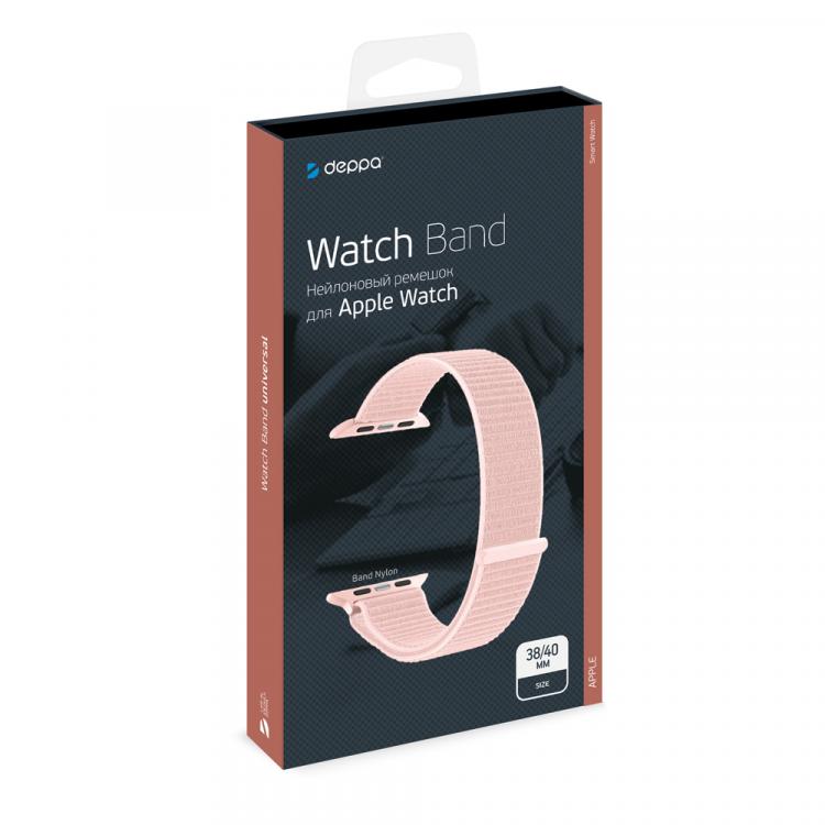 Deppa apple watch. Розовый нейлоновый ремешок. Ремешок deppa d-47119.