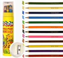 Набор цветных карандашей 12 цветов в тубус с точилкой, шестигранные, д