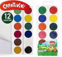 Краски акварельные 12 цветов, пластиковая упаковка, без кисти