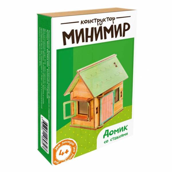 Minimir home. Деревянный конструктор Минимир - домик со ставнями. Сборная модель умная бумага дачный домик (281) 1:87.