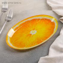 Блюдо овальное Доляна «Сочный апельсин», 24,5×15×2 см, цвет оранжевый