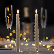 Набор светодиодных витых свечей, белые, 2 × 25 × 2 см, пластик, воск, батарейки АААх2 (не в комплекте), свечение тёплое белое, 2 шт.