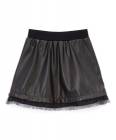 Frills du Jour  Black Tulle-Trim Faux Leather Skirt - Toddler & Gi