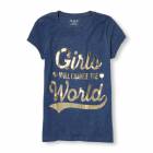 Girls Short Sleeve Foil 'Girls Will Change The World' Graphic Tee