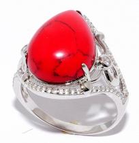 Серебряное кольцо с кораллом пр. и куб.цирконием