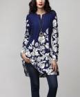 Reborn Collection  Navy Floral Button-Up Shift Tunic