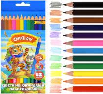 Набор цветных карандашей Creativiki 12 цв. шестигран. корп. пластик ка