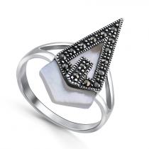 Серебряное кольцо с перламутром и марказитом