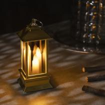Светодиодная фигура «Золотистый фонарь со свечками» 5.5 × 13 × 5.5 см,