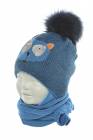 Комлект детский для мальчика утепленный шапка с завязками + шарф
Разме