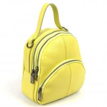 Маленький женский кожаный рюкзак с съемными лямками 9029 Лимон