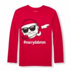 Boys Long Sleeve 'Hashtag Merry Dabmas' Santa Emoji Graphic Tee