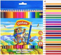 Набор цветных карандашей, 24 цвета, шестигранные, пластиковые, Creativ