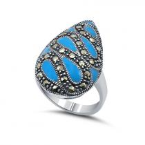 Серебряное кольцо с эмалью и марказитом