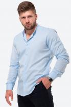 Мужская приталенная рубашка на кнопках с воротником-стойкой с длинным 