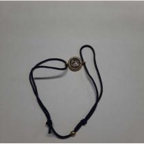 Черный браслет медальон с позолотой (Покров) регулируемый ремешок, Афо