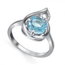 Серебряное кольцо с топазом и куб.цирконием