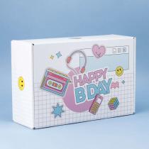 Коробка складная подарочная "HAPPY B DAY", white (28х18,5х9,