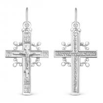 Крест из серебра родированный - 4 см К3-298р