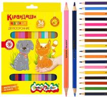 Набор цветных карандашей двухсторонние 18 штук, 36 цветов, шестигранны