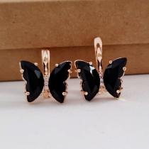 Серьги бабочки коллекция &quot;Дубай&quot; покрытие позолота, вставка: фианиты, цвет камней: черный, арт.947.743