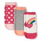 Toddler Girls Rainbow Graphic Solid And Dot Print Midi Socks 3-Pack